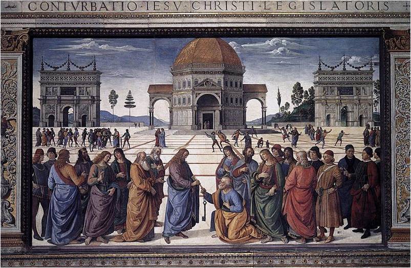 Perugino, Consegna delle chiavi a Pietro, Cappella Sisitina